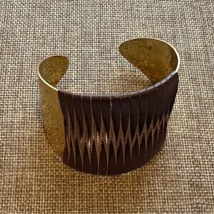 Noonday Collection Brass and Brown Leather Cuff Bracelet